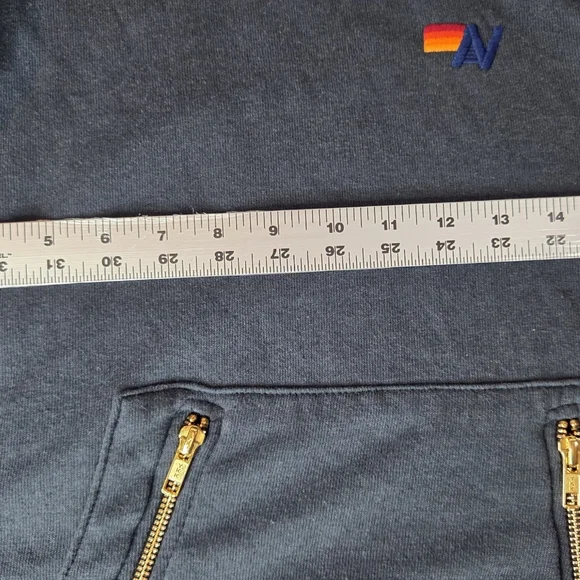 Aviator Nation Navy Blue Ninja Pullover Hoodie Zip Pocket Size X-Small - Picture 11 of 13